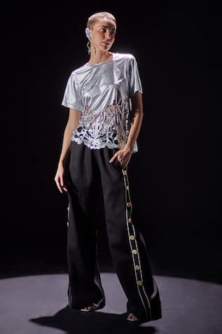 POOJA SHROFF Buttoned Straight Pant 