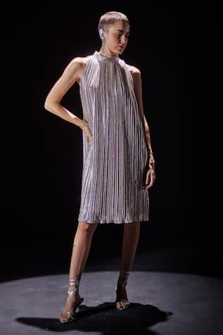 POOJA SHROFF Shimmer Pleated Dress 