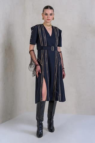 The Dramebaaz CO Celestial Cascade Embroidered A-Line Dress 