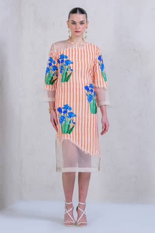 The Dramebaaz CO Zest-Zephyr Frayed Organza Printed Dress 