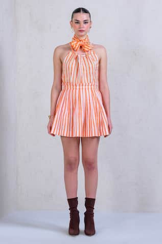 The Dramebaaz CO Sunburst Splash Striped Print Top & Skirt Set 