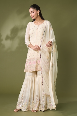 Khwaab by Sanjana Lakhani Mirror Detailed Kurta Sharara Set