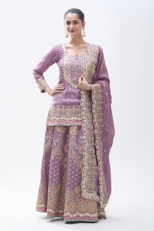 Khwaab by Sanjana Lakhani Gota Embroidered Kurta Lehenga Set