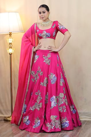 STUDIO TWELVE 11 Floral Applique Embroidered Lehenga Set 