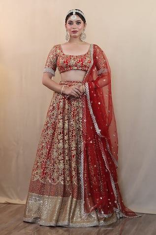 STUDIO TWELVE 11 Floral Embroidered Bridal Lehenga Set 