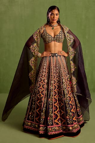 Neha Khullar Geometric Printed Embellished Lehenga Set 