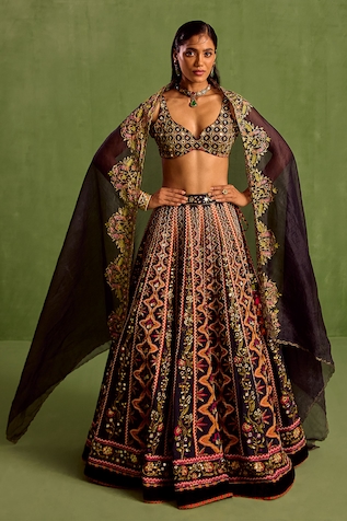 Neha Khullar Geometric Printed Embellished Lehenga Set