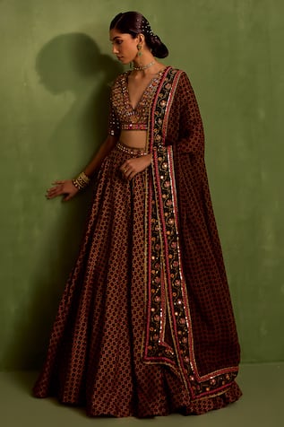 Neha Khullar Miniature Butti Print Lehenga Set 