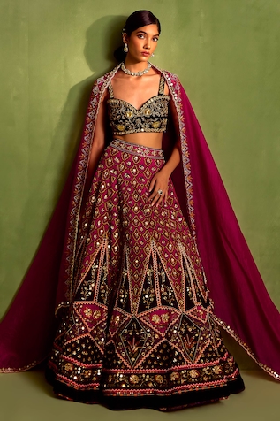 Neha Khullar Quatrefoil Print Lehenga & Blouse Set