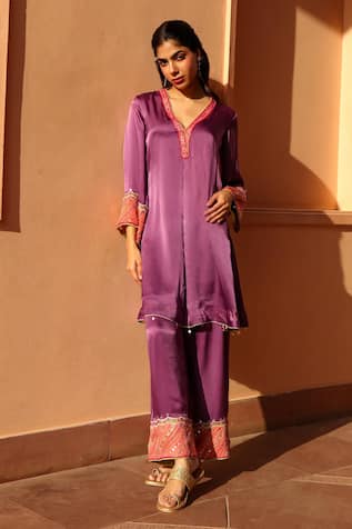 Bhawna Sethi Dove Zardozi Embellished Kurta With Pant 