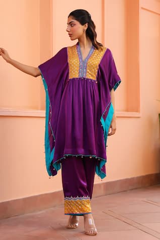 Bhawna Sethi Embroidered Yoke Kaftan With Pant 