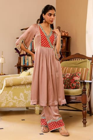 Bhawna Sethi Sepia Embroidered Yoke Kurta With Pant 