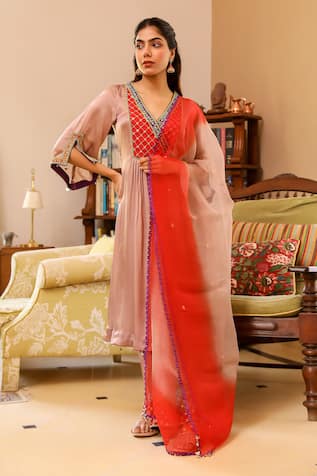 Bhawna Sethi Sepia Embroidered Yoke Kurta Set 