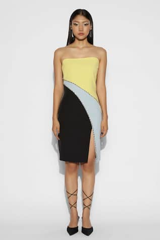 Tisharth by Shivani Color Block Bandeau Dress 