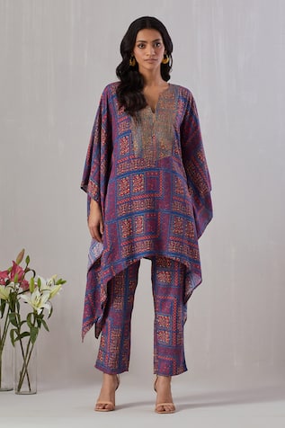 Grass & Sunshine Floral Print Kaftan & Pant Set 