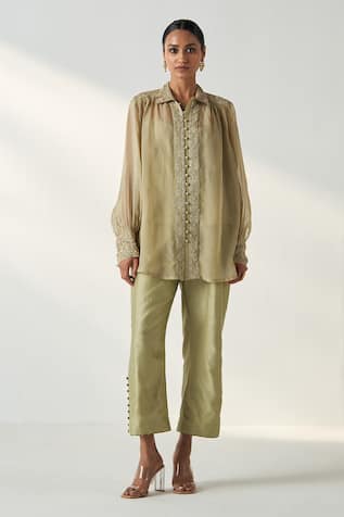 Studio Bagechaa Oorvi Wildbloom Embroidered Shirt Pant Set 