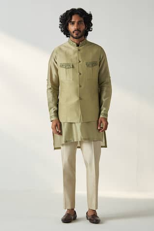 Studio Bagechaa Evan Asymmetric Kurta Set With Bundi 