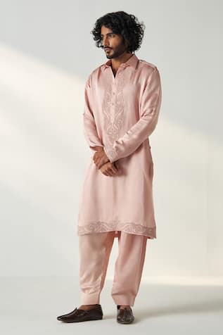 Studio Bagechaa Parag Dori Embroidered Neck Pathani Kurta With Salwar 