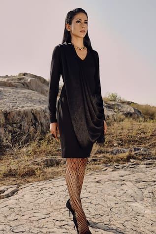 Renasci Asymmetric Draped Dress 