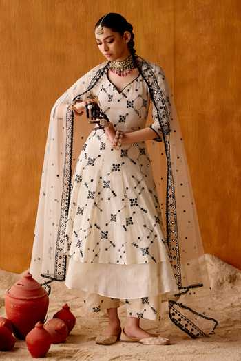 Preevin Starlet Flora Thread & Mirror Work Anarkali Set 