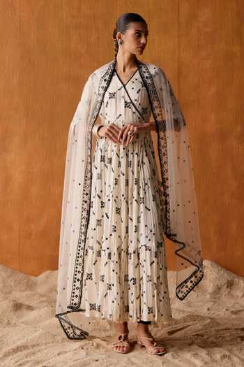 Preevin Starlet Flora Thread & Mirror Work Angarkha Anarkali Set 