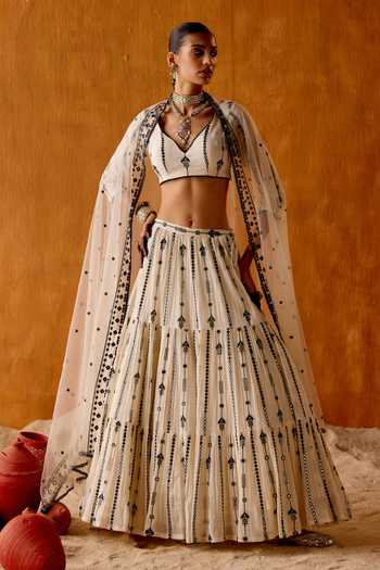 Preevin Mirror Embroidered Lehenga Set 