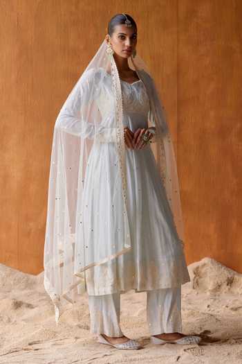 Preevin Gul Thread & Mirror Work Anarkali Set 