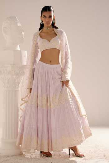 Preevin Mirror & Thread Work Tower Lehenga Set 