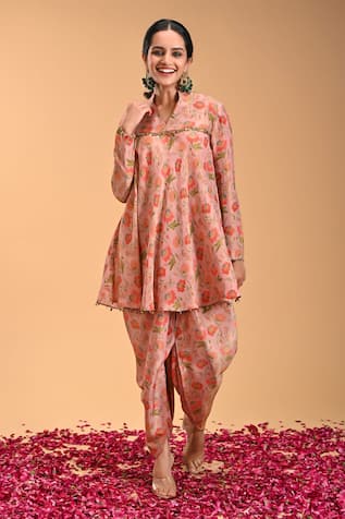 RIRASA Dola Gullista Print Short Kurta With Dhoti Pant 