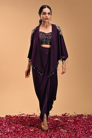 RIRASA Garuda Petal Bloom Embroidered Cape 