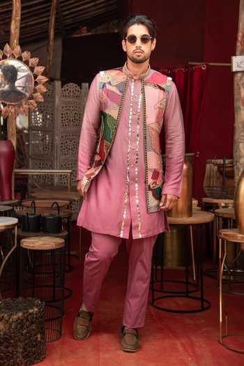 Soniya G Abstract Floral Printed Bundi Kurta Set 