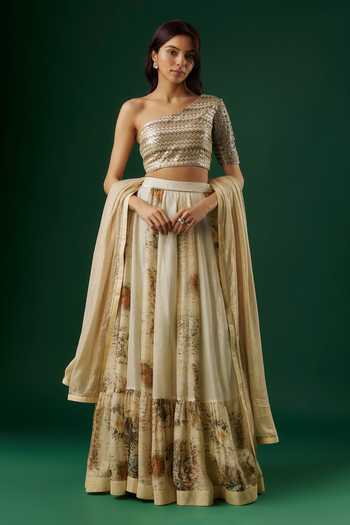 Breathe By Aakanksha Singh Cassandra Printed Textured Lehenga Set 