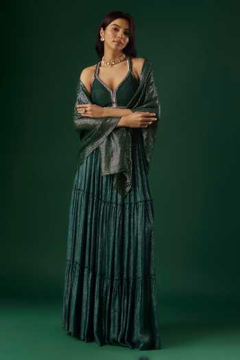 Breathe By Aakanksha Singh Divination Textured Tiered Lehenga Set 