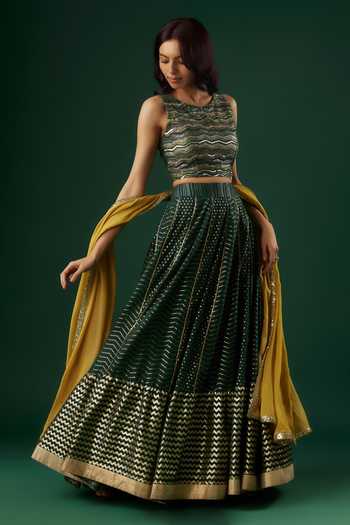 Breathe By Aakanksha Singh Mystic Embellished Chevron Lehenga Set 