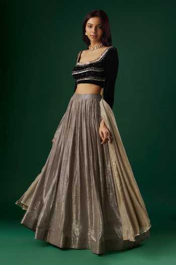 Breathe By Aakanksha Singh Sorcery Textured Lehenga Embellished Blouse Set 