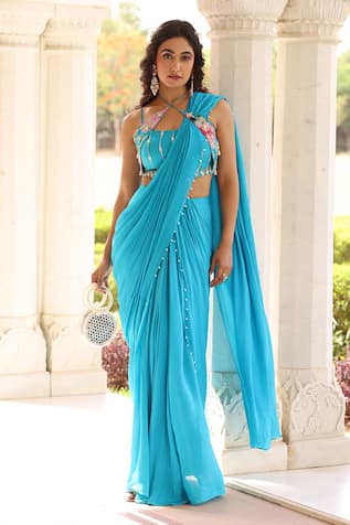 Manisha Soni Couture Pre-Draped Saree With Hand Embroidered Blouse 