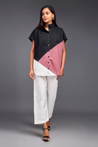 Deepika Arora Color Block Oversized Shirt With Pant 