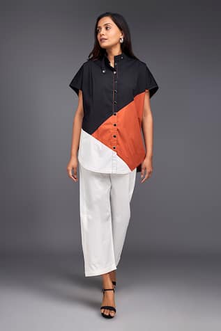 Deepika Arora Color Block Oversized Shirt & Pant Set 