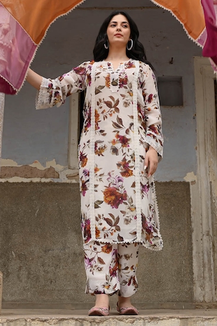 NUHH Botanical Print Kurta Set