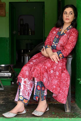 NUHH Florette Print Anarkali Set 