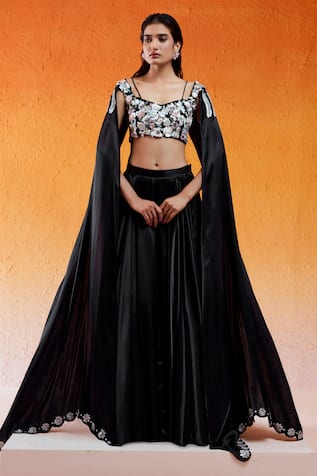 Redpine Designs Lehenga With Hand Embroidered Cape Blouse 