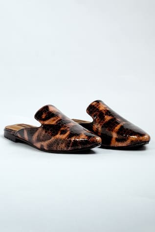 Textured Leather Slip-on Mules 