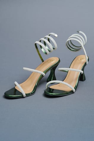 Rhinestone Strap Spring Embellished Heels 
