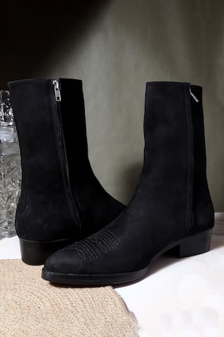 Leather Cowboy Stitch Boots 