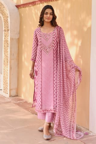 KARAJ JAIPUR Floral Print Kurta Set 