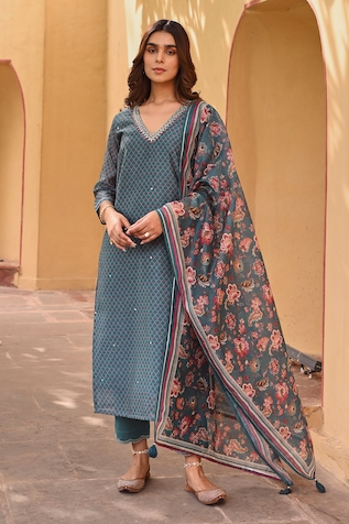 KARAJ JAIPUR Mughal Print Kurta Pant Set