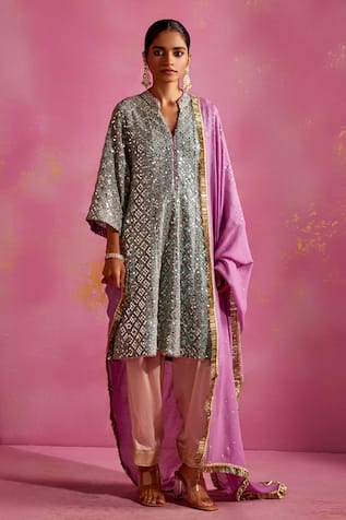 Mustard Moon by Neyha and Vrinda Sequin Embroidered Kurta Salwar Set 