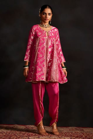 Mustard Moon by Neyha and Vrinda Embroidered Woven Kurta & Tulip Pant Set 