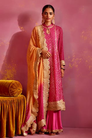 Mustard Moon by Neyha and Vrinda Embroidered Kurta Sharara Set 