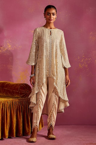 Mustard Moon by Neyha and Vrinda Embroidered Cape & Tulip Pant Set 